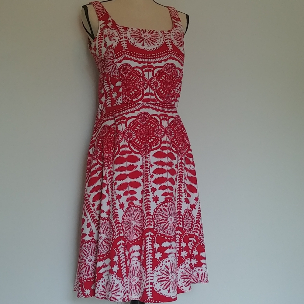 Breakin' Loose Red Print on White Dress Sz 10 - Picture 5 of 9